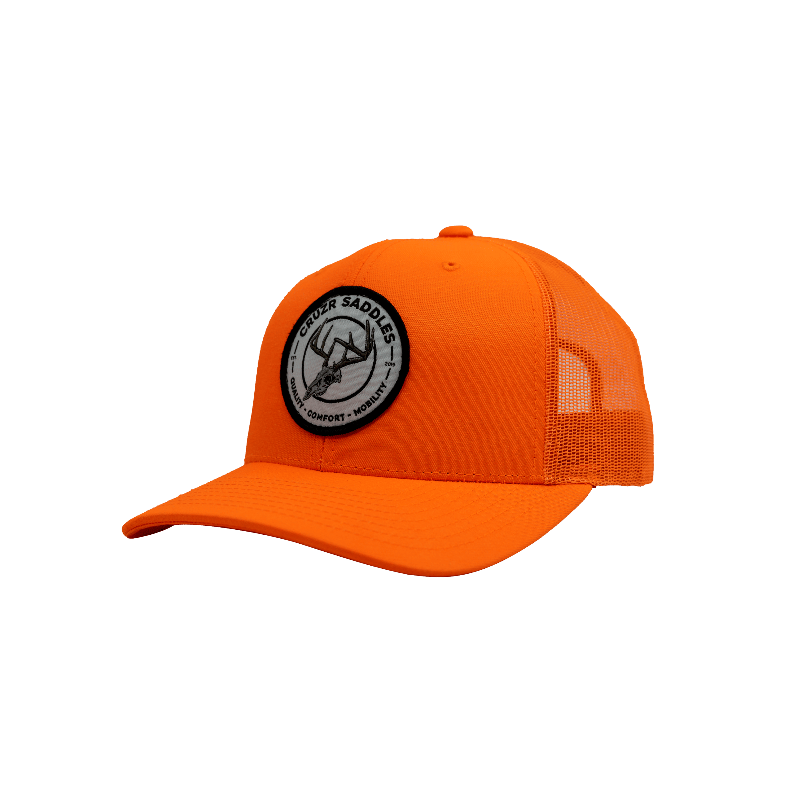 CRÜZR Trucker Hat (Blaze Orange, Skull Logo) | CRUZR SADDLES